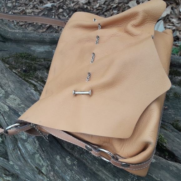 Genuine Leather Purse Natural Raw Soft Leather Bohemian Bag made in Argentina - Picture 6 of 17